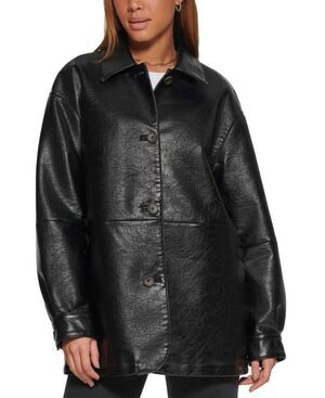 Levi’s Drop Shoulder Faux Leather Relaxed Fit Chic Vintage Look Blazer Black Lar